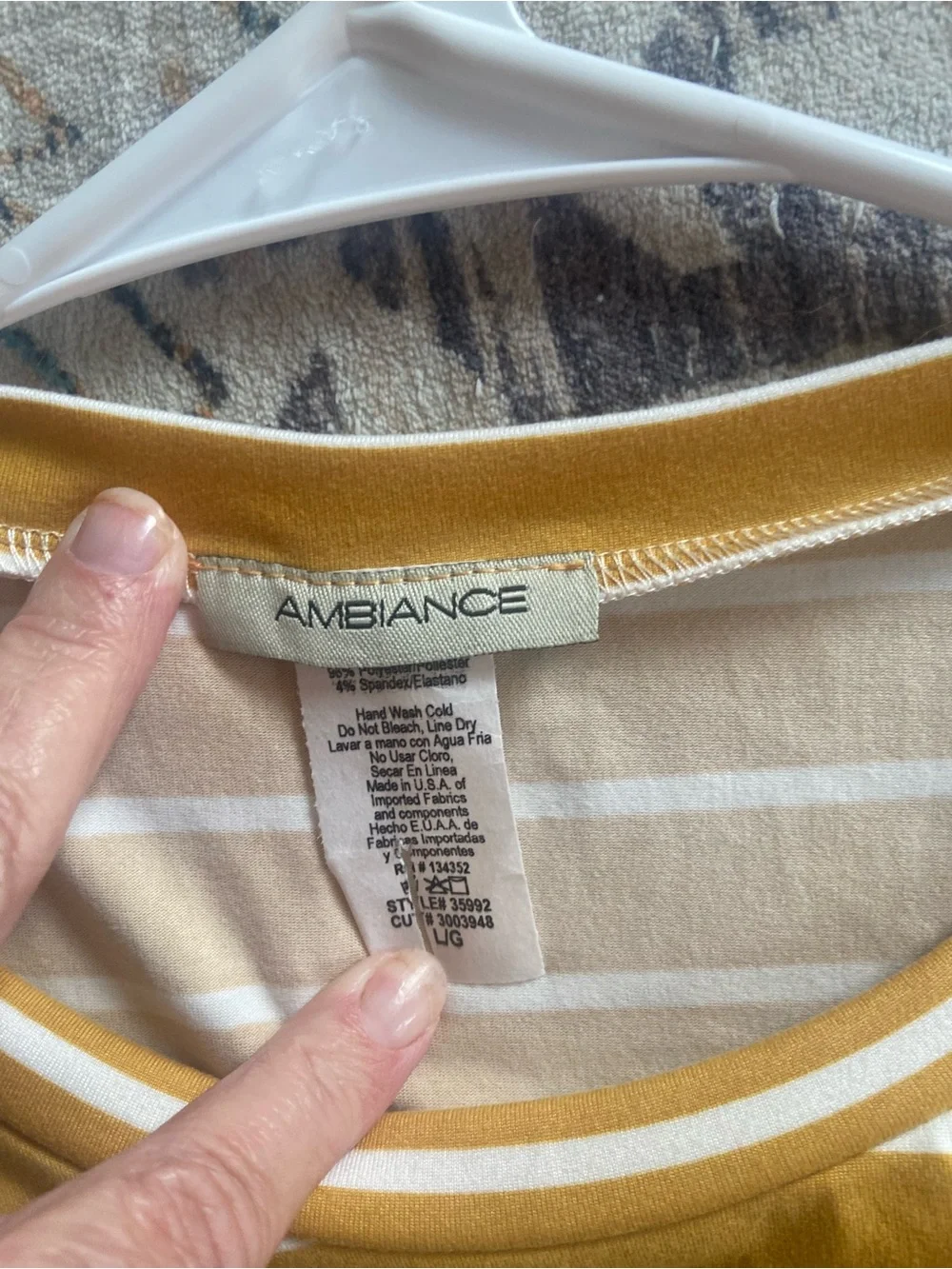 Ambiance Yellow and White Striped Long Sleeve Top